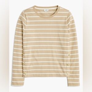 J.Crew Striped Long Sleeve Side Button Top